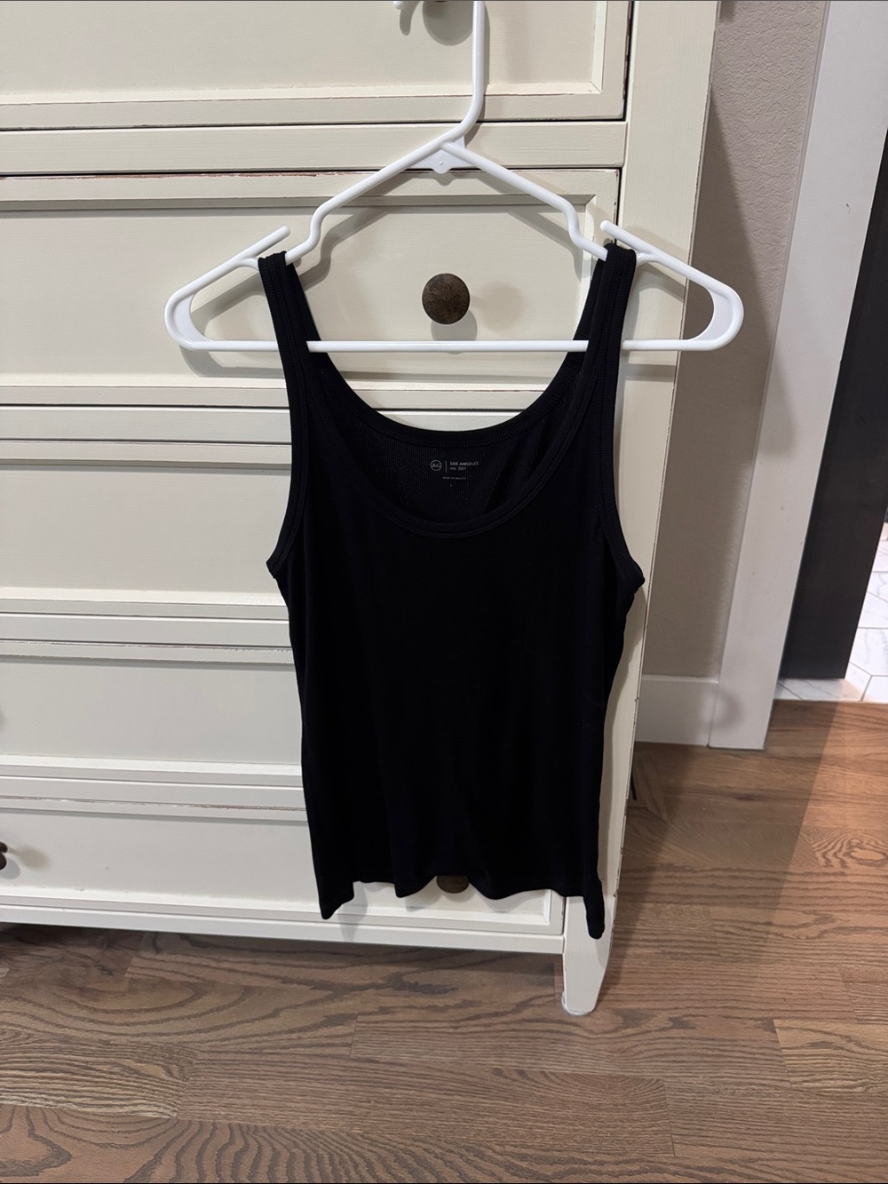 Ag Adriano Goldschmied Black Ribbed Scoop Tank Top